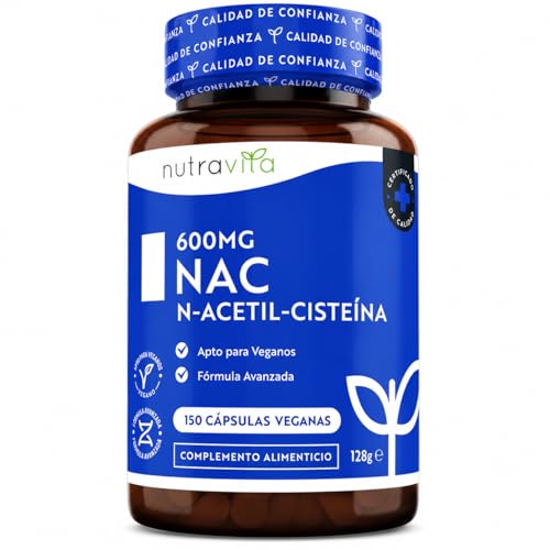Nutravita NAC N-acetil-cisteina 600mg - 150 Cápsulas Veganas - 5 Meses