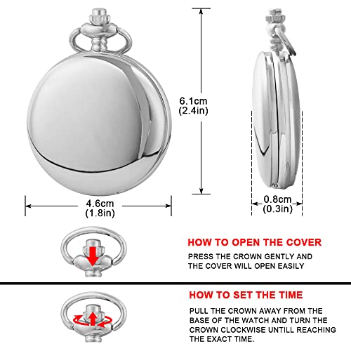 Image of Tiong Smooth Pocket Watch,Personalized Pocket Watch,Customized Watches for Men,Engraved Pocket Watches for Father's Day with Chain