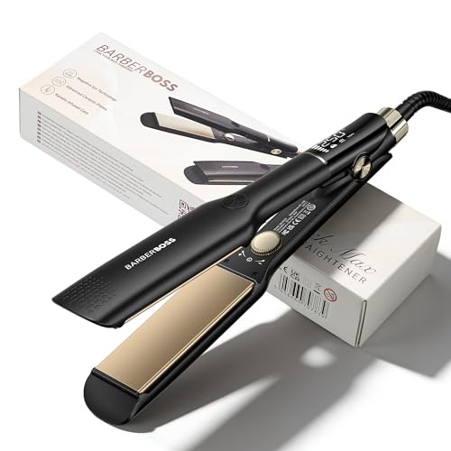 BarberBoss Lisseur, plaques flottantes en céramique, traitement ionique et kératine pour cheveux lisses et sans frisottis, fer lisser professionnel à...