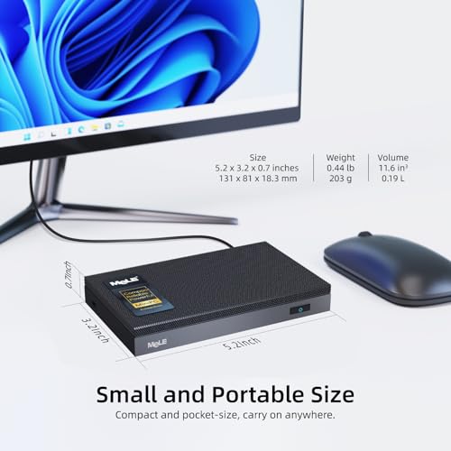Image of MeLE Quieter3C Fanless Mini PC, Celeron N5100, 8GB RAM, 256GB Storage | Full-Function USB-C, WiFi 5, Support Triple Screen Display, Slim Desktop on Industrial, Home, Office