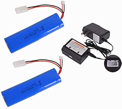 7.4V 5600mAh Li-ion Battery Large Capacity for Heng Long 3818 3889 3809 RC Tank L6.2-2P Plug 2 Pack with 7.4V Balance Charger