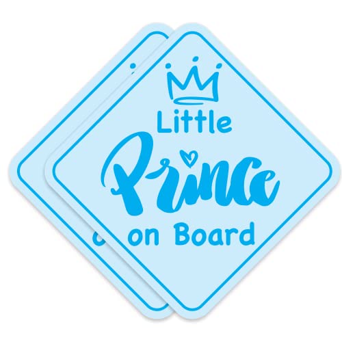 Image of Stickios Prince On Board Car Stickers for Boys (2-Pack) - Paint-Safe, Removable, Non-Magnetic Baby Safety Signs for Cars & Windows - Little Prince (2 Vinyl Decals)