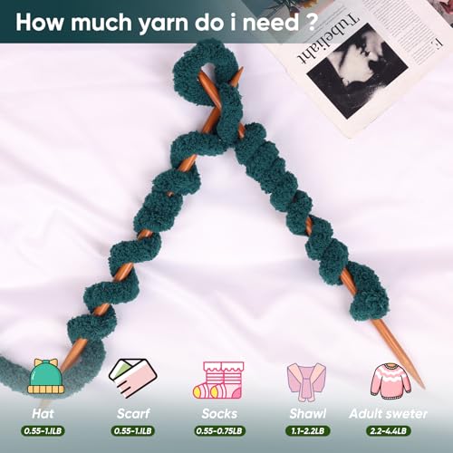 Image of 8 Packs Jumbo Chunky Chenille Yarn - 1820g(64oz) 254 Yards (761ft) Bulky Yarn - Chunky Yarn for Hand Knitting Blanket,Cushions, Pet Bed - Soft and Durable(Dark Green)