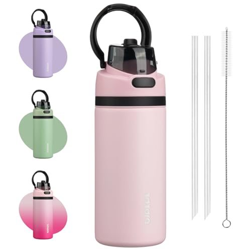 Image of BJPKPK 17oz Insulated Water Bottle with Straw Lid & Handle, Stainless Steel | Leak-Proof 2-in-1 Straw & Spout Lid, BPA-Free Vacuum Insulated Bottle Fits Cup Holders for Gym, Office, Travel & Outdoor