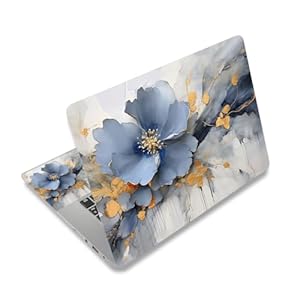 11.6”12" 13" 13.3" 14" 15" 15.4" 15.6" Laptop Netbook Skin Sticker Cover Art Notebook Protector (2 Wrist Pad Included), Removable Reusable, Blue Flower