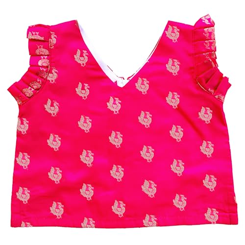 Stanwells Kids Orange and Magenta combo south indian Baby girls mirror work net Lehenga Choli set (3months to 8Years)