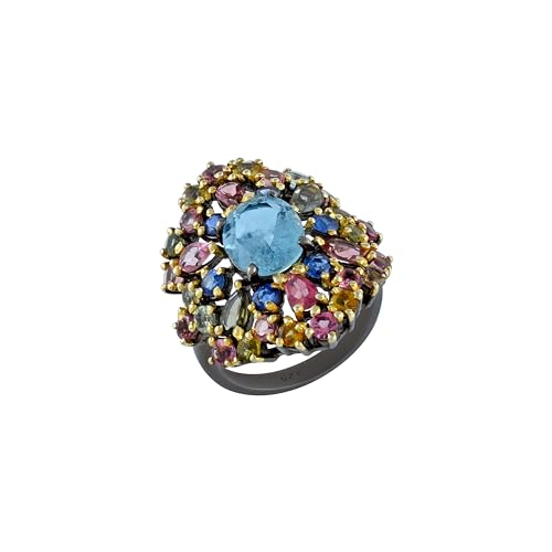 Bague topaze bleue fait main en argent, le cadeau d'anniversaire idéal