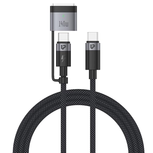 ULTRAPROLINK NyloKev 240W USB C-C Cable for Laptops & Phones|140W Mag3 Magnetic Wire for Macbook Pro 14”/16”|2m-6.56ft Nylon Tangle Free Cable|UL1193BLK-0200|Black