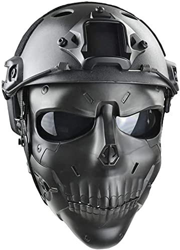 Casco Fast Base Jump Casco MH Airsoft, protezione tattica integrale, maschera regolabile con obiettivo PC, adatto per attività all'aperto come caccia softair, giochi CS, giochi di ruolo, ecc.