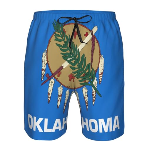 Men's Classic Oklahoma State Flag Swim Trunks Mens Casual Shorts Board Shorts with Pockets Beach Shorts for Men4
