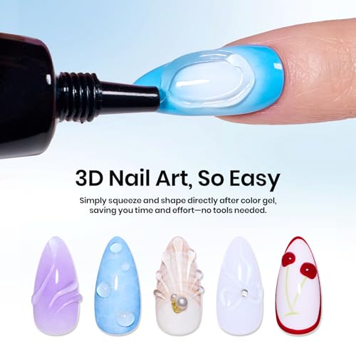 Image of Beetles Chrome Nail Art Gel 3D Sculpting Gel, Clear No Wipe Rhinestone Glue for Chrome Powder, Mirror Effect Nail Designs, Builder Drawing Molding Gel for Gems DIY, 15g