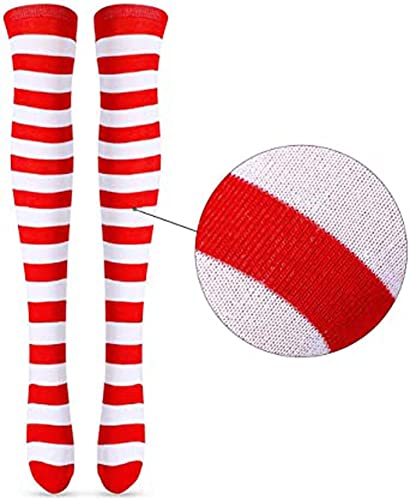 Yue Red&White Stripes Cosplay Costume,Halloween Costumes,Funny Sweatshirt Outfit Glasses Suits (Xl, Female), X-Large #TOP2