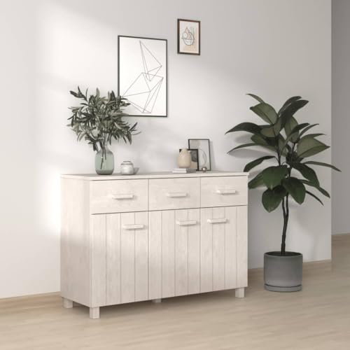 ZQQLVOO Aparador HAMAR Madera Maciza de Pino Blanco 113x40x80 cm, Bufetera, Vitrina, Cómoda, Armario, Alacena, Mueble de Almacenamiento para Sala de Estar o Comedor