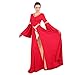 Women's Ladies Praise Stretchy Full Length Flare Long Sleeve Dance Dress Adult Lyrical Skirt Gymnastics Ballet Dresses Maxi Gown Dancing Plain Color Clothes Swing Skirt Church Robe Red+Gold L