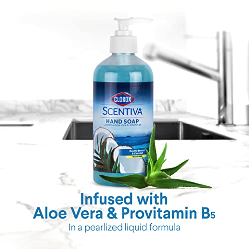 Clorox Scentiva Liquid Hand Soap, Pacific Breeze and Coconut, 14 Fl Oz | Aloe vera and provitamin B5, gentle on skin with repeated washing, ideal for kitchen and bathroom sinks - image 4