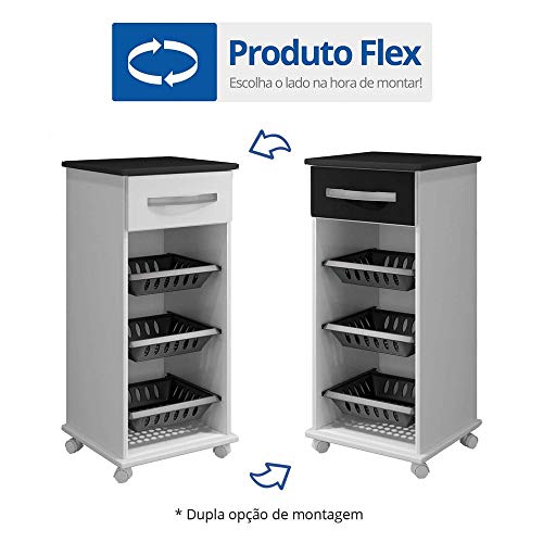 Fruteira 3 Cestos 1 Gaveta Curitiba Arte Móveis Preto/Branco