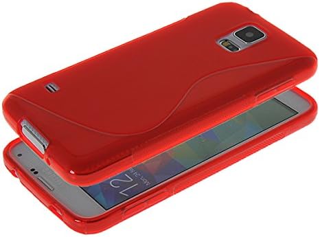 S5 Case, GETLAST [Red] Beautiful Lines Design Silicone Case Soft Gel Cover for Samsung Galaxy S5