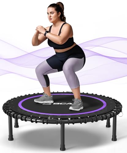 BCAN 40" Adult Fitness Trampoline with Durable Bungees, Stable & Quiet Exercise Rebounder,Great Mini Trampoline for Indoor/Garden Workout - Purple