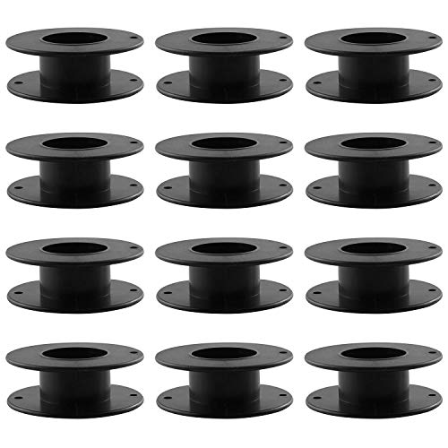 JCBIZ 12pcs 55mm Plastic Spool Black Bobbin Empty Spools for Ribbon Beading String Wire Bobbin Cord Ropes
