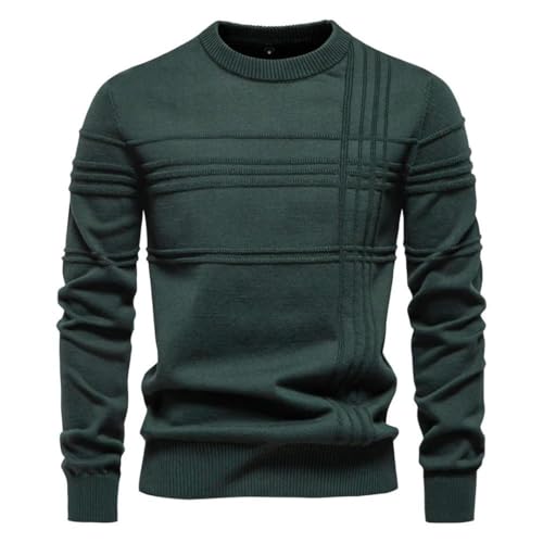 Men's Crewneck Pullover Sweater Knitted Cotton Stripped Quality Autumn Winter Warm Sweaters