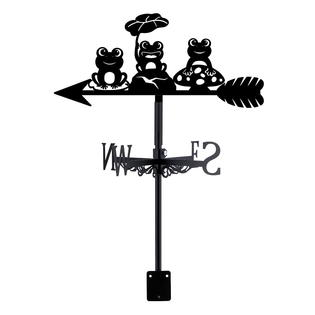 WIQUYBML Frog Weather Vane Leaf Vanes for Sheds Metal Wind Black Weathervanes Direction Indicator Roof Garden Yard Farm Barn Shed Patio Decorations