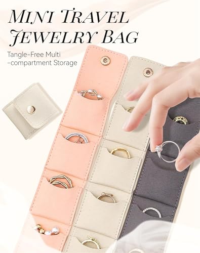 Mini Travel Jewelry Bag 2025 New Portable Foldable Faux Suede Jewelry Organizer And Storage with Buckle - Mini Travel Jewelry Roll Bag Jewelry Pouch for Earrings, Rings, Necklaces-1PCS2