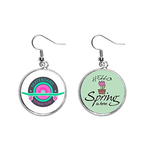 Pendientes de primavera ligeros con colgante de skate para orejas sensibles