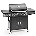 Produktbild TAINO® PRO Gasgrill BBQ Grill-Wagen 4 Edelstahl-Brenner TÜV Gasbrenner Farbe Schwarz (Gasgrill 4+1 Set)