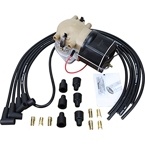 New AIP Electronics Tune Up Set With 12 Volt Electronic Ignition Distributor and Spark Plug Wires Compatible With Ford Tractors Models 2N 8N 9N With Front Mount Distributor Oem Fit Kit-1244