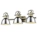 Golden Lighting 3602-BA3 AB-CH Duncan Bath Vanity, Transitional, Aged Brass with Chrome Shades