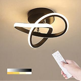 LED Ceiling Light Modern Contemporary Ironware Acrylic Metal Touch Switch for Balcony Aisle Corridor Porch Cloakroom (Black)
