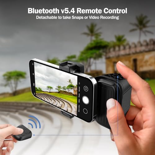 Image of pTron MHR1 Phone Clip Camera Grip Handle w /Detachable BTv5.4 Remote Shutter, 55-90mm Clamping Range, Shoot Videos, Take Snaps, Stable & Firm Grip, Compatible with iOS & Android Devices (Black)