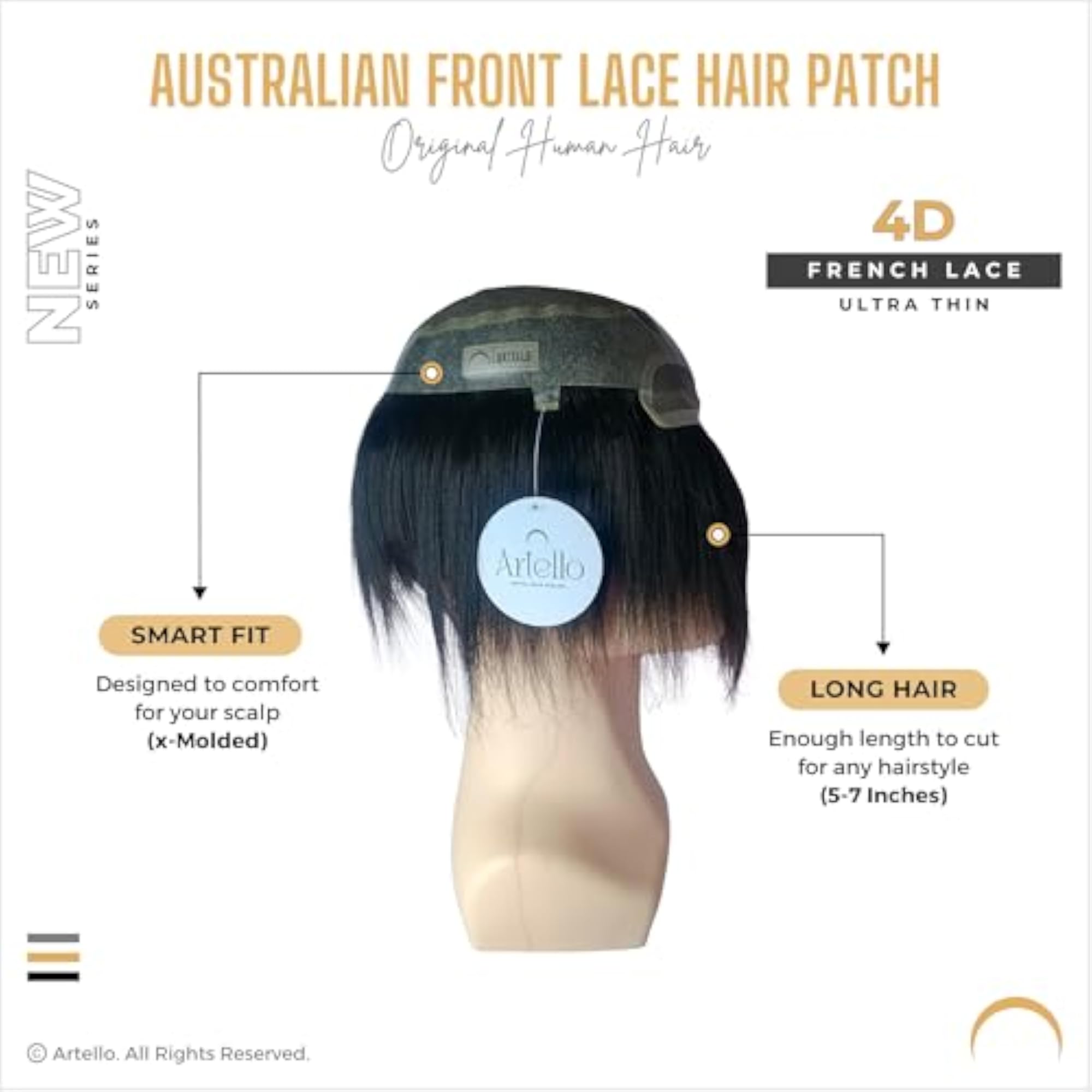 Men's 4D French Lace Hair Patch, Ultra Thin