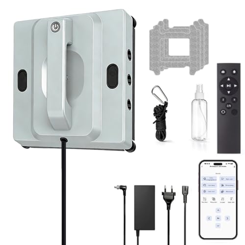 Fensterputzroboter, 8000 Pa Fensterroboter mit 2-Fach Sprühsystem und Kantenerkennungssystem,4 Reinigungsmodi,15-Fach Sicherheitssystem,100ML Tank,Intelligente Wegplanung, Fensterreiniger Elektrisch