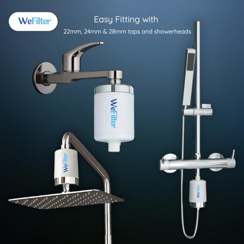 Image of Proprietary Technlogy Water Softener for Bathroom | KDF & Carbon | Hard Water Softener for Tap | Nano Silver | Reducing Hair and Skin Dryness | Fits All Metal Taps | 22-28mm | White & Chrome