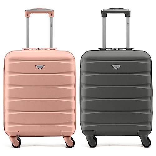 Flight Knight Set of 2 Lightweight 4 Wheel ABS Hard Case Suitcases Cabin Carry On Hand Luggage Approved for Over 60 Airlines Including easyJet, Jet2 & Maximum Size for Ryanair (Priority) 55x40x20cm
