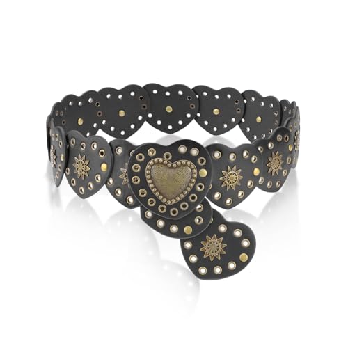 Leather Disc Belt, Western Accessories for Women, Adjustable Vintage Belts for Dresses, Shirts, Pants