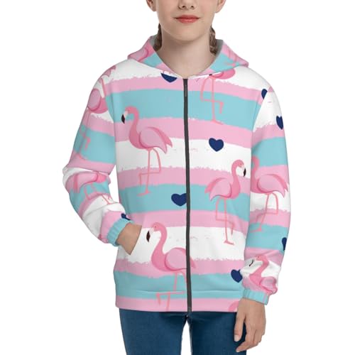 Flamingo1 Kid Hoodies Boys Zip Up Sweatshirts Girls Pullover with Pocket3