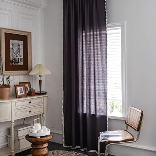 Rideaux opaques pour bloquer la lumière du jour rideau gris coton à oeillets - 2