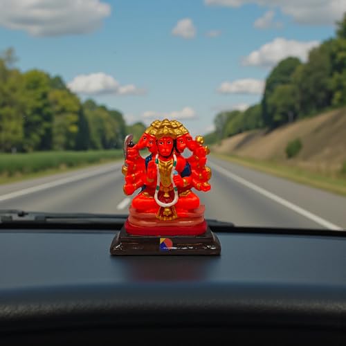 Image of KD HUB Hanuman murti - Hanuman Idol for Home Decor & Office - Panchmukhi - (12 cm) (Sindoori) - Small Size