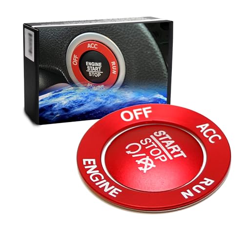 iJDMTOY Sports Red Aluminum Keyless Engine Push Start Button &