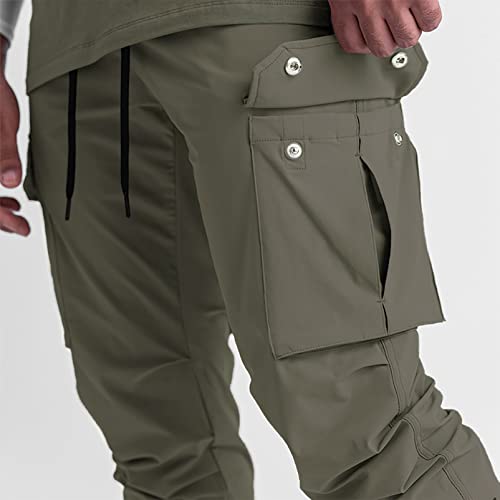 Diotsr Mens Lightweight Joggers Pants, Cargo Athletic Sweatpants For Men, Slim Workout Pants With Pockets (Army Green, Large) #TOP2