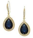GoldTone Faceted Blue Crystal Teardrop Dangle Earrings