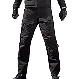 FREE SOLDIER Outdoor Men Teflon Scratch-resistant Pants Four Seasons Hiking Climbing Tactical Trousers (Black, XL)