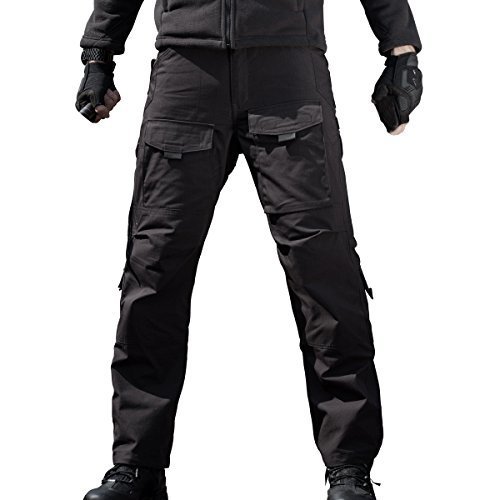 FREE SOLDIER Outdoor Men Teflon Scratch-Resistant Pants Four Seasons Hiking Climbing Tactical Trousers(Black 39W / X-Large)
