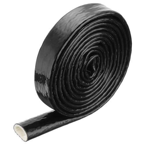 Image of MECCANIXITY 5 /8 inch ID 10ft Heat Shielded Fire Sleeve Silicone Coated Fiberglass Tape, for Automotive Hose Lines Wires Electrical Wiring, Black
