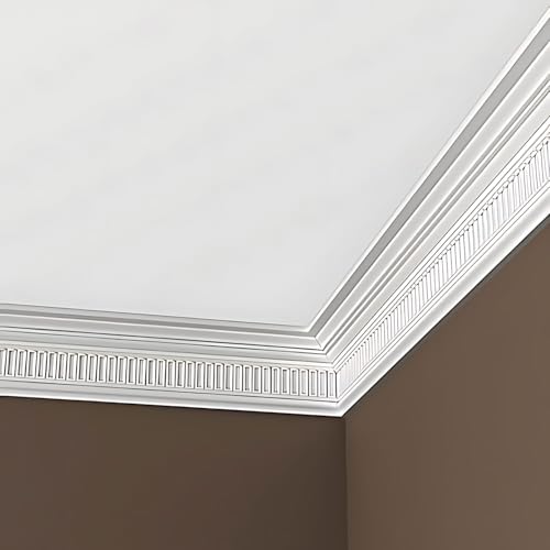 Corniches de prestige Profhome 150104 en polyuréthane aspect stuc traditionnel blanc