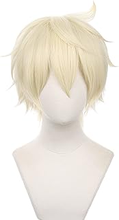 Light Blonde Short Wig for Men Cosplay Anime Halloween Cosplay Anime Game Hair Replacement Wigs Cos Party Festival Halloween Christmas