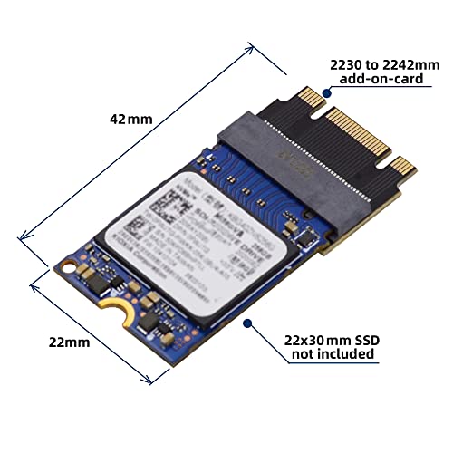 NFHK NGFF B+M Key NVME M-Key 22x30mm to 22x42mm Male to Female Extension Adapter for 2230 2242 SSD, Black - Image 4