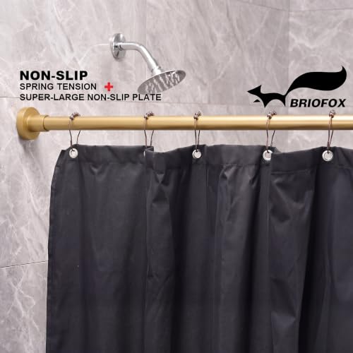 Image of BRIOFOX Spring Tension Curtain Rod 43-73 Inches, Rustproof and Non-Slip Shower Curtain Rod for Window or Bathroom, Frosted Gold